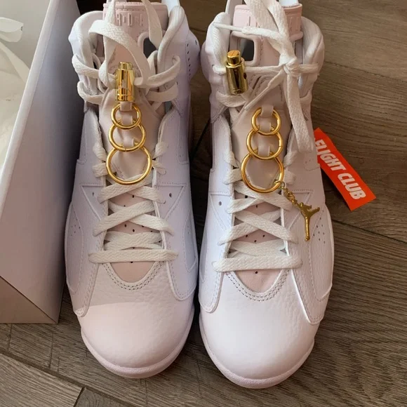 Women's Air Jordans Retro 6's Gold Hoops Sneakers